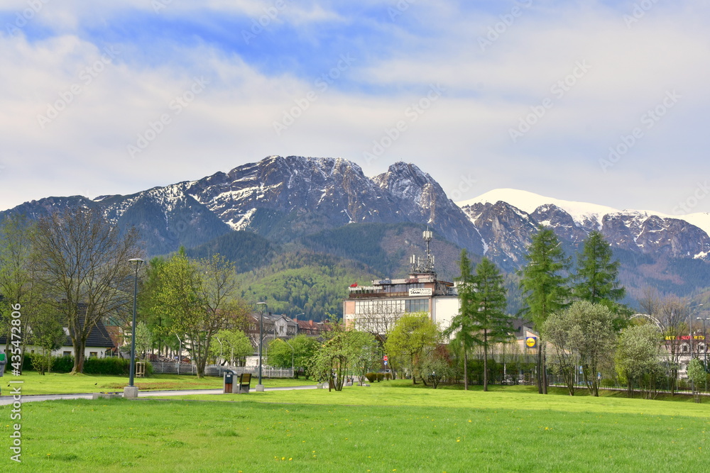 Zakopane, Rowien Krupowa, widok na Giewont, Tatry,