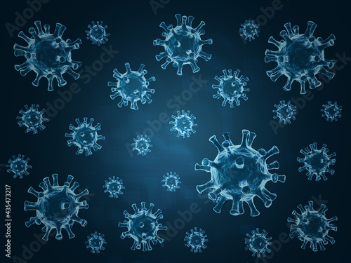 covid-19, coronavirus outbreak, virus floating in a cellular environment , coronaviruses influenza background, viral disease epidemic, 3D rendering of virus