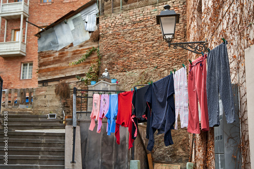 Household traditions in Georgia. The washed laundry is dried on the balcony outside © Kate