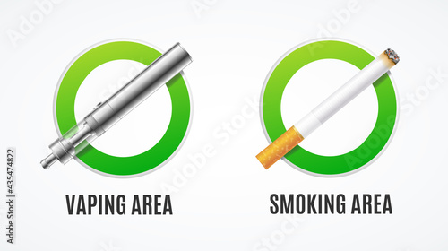 Realistic Detailed 3d Vaping and Smoking Area Concept. Vector