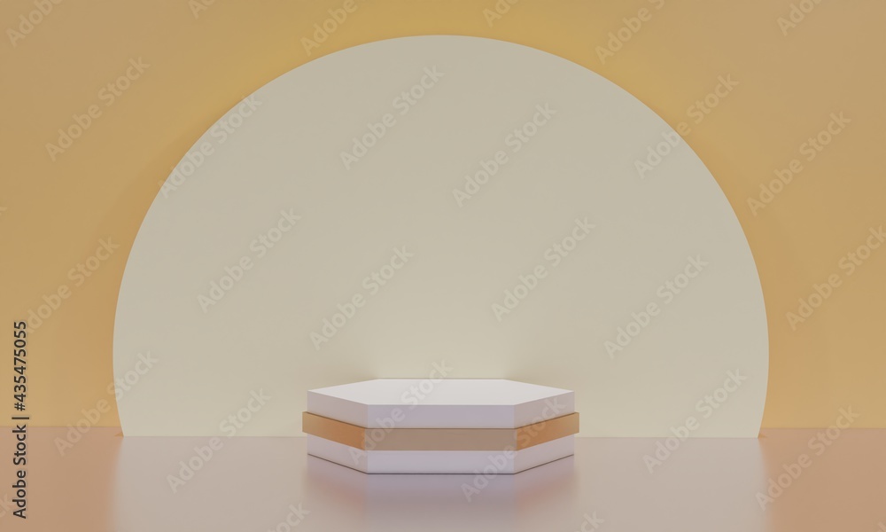 Scene with podium for mock up presentation in minimalism style with copy space, 3d render abstract background Scene with podium for mock up presentation in minimalism style with copy space, 3d render abstract background