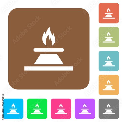 Kitchen gas stove rounded square flat icons