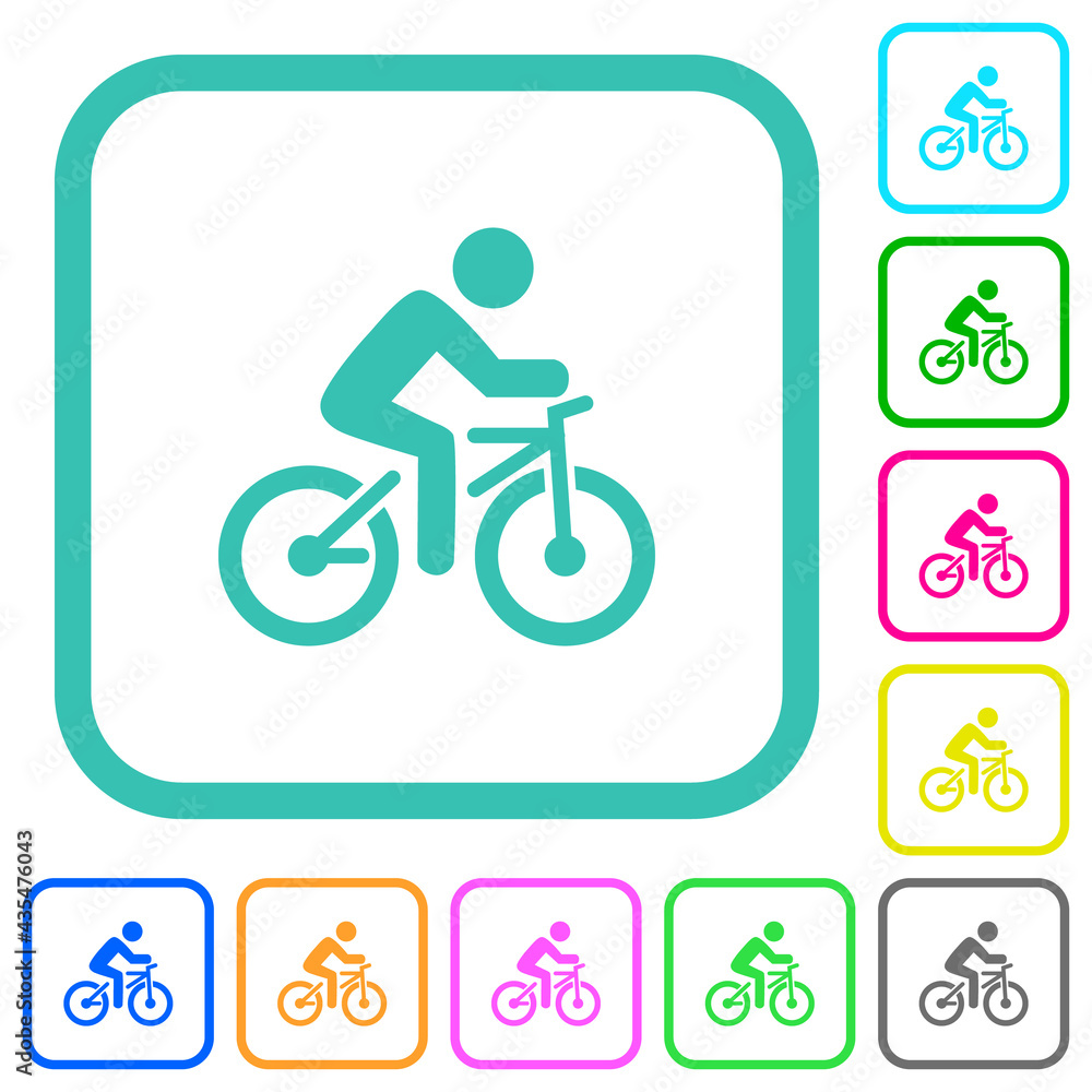 Fototapeta premium Bicycle with rider vivid colored flat icons