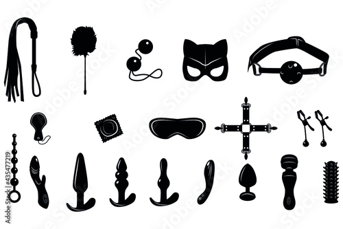 Vector dildo adult sex toys silhouettes