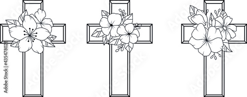 Religion cross icon set isolated on white background. Collection of Christian Symbol design. Decorated crosses signs or ornamented crosses symbols. Vector illustration

