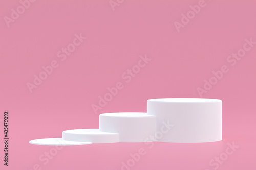 Product stand, Podium minimal on pink background for cosmetic product presentation.