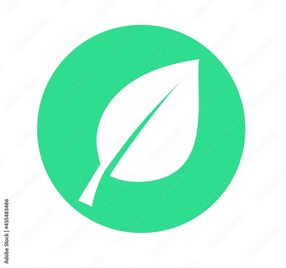 Icon depicting a leaf on a green background. Vector illustration in flat style. Icon depicting a leaf on a green background. Vector illustration in flat style.