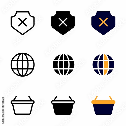 unsafe icon set with three style for presentation, poster, banner, and social media