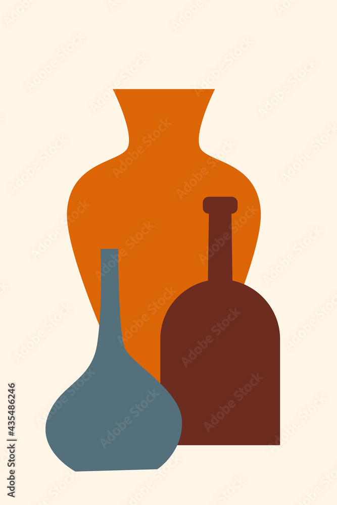 Vase set. Minimalist boho bottle collection. Abstract vases for poster design Vase set. Minimalist boho bottle collection. Abstract vases for poster design
