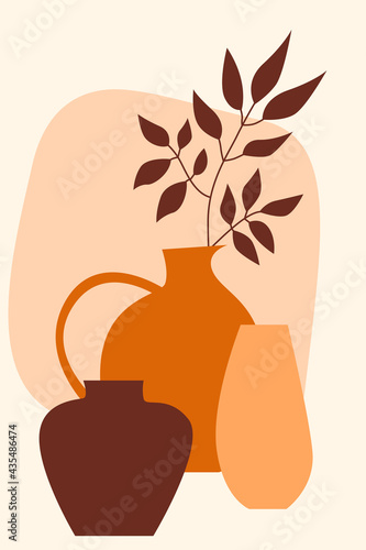 Abstract vase minimalist boho style pattern background