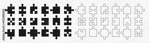 Various sizes puzzle set. Puzzle pieces vector set. Separate the ability to change