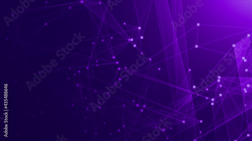 Abstract purple violet polygon tech network with connect technology background. Abstract dots and lines texture background. 3d rendering.