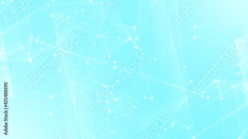Abstract blue white polygon tech network with connect technology background. Abstract dots and lines texture background. 3d rendering.