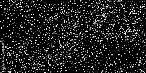 Silver glitter confetti on a black background. Illustration of a drop of shiny particles. Decorative element. Element of design. Vector illustration, EPS 10.