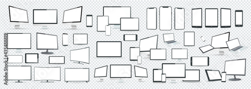 Set mockups computer, laptop, tablet, smartphone, TV  vector