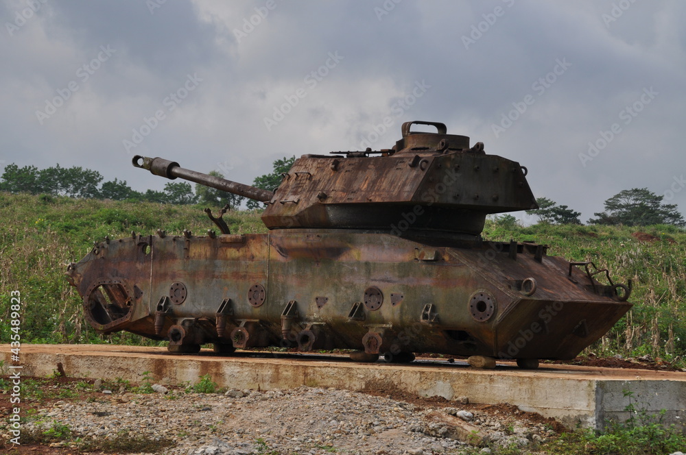 American tank on the former Khe Sanh Combat Base, Vietnam