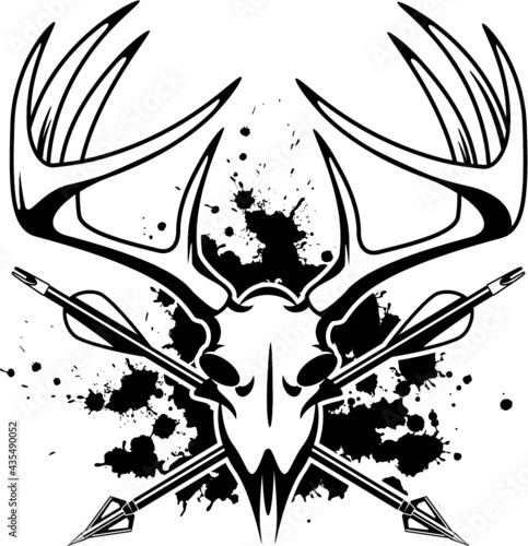 hunting trophy deer buck skull with hunting arrows