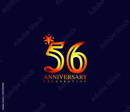 Bright Color Star Design Shape element, 56 Year Anniversary, Invitations, Party Events, Company Based, Banners, Posters, Card Material