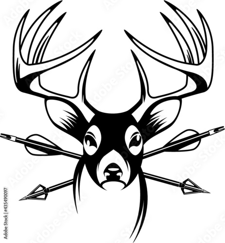 hunting trophy deer head skull with hunting arrows
