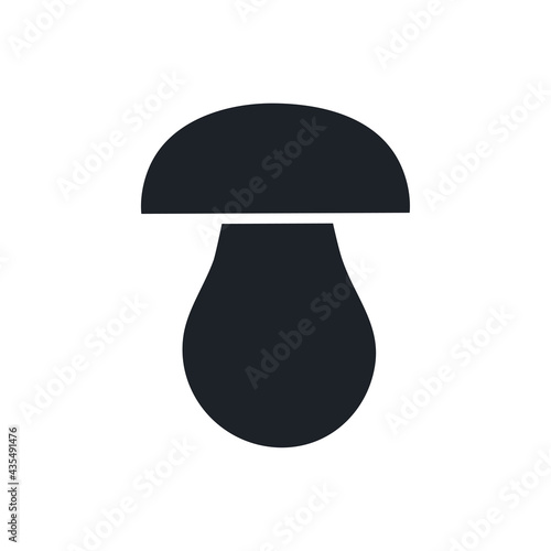Porcini cep white mushroom silhouette. Black isolated silhouettes. Fill solid icon. Modern glyph design. Vector illustration. Mushrooms. Food ingredients.
