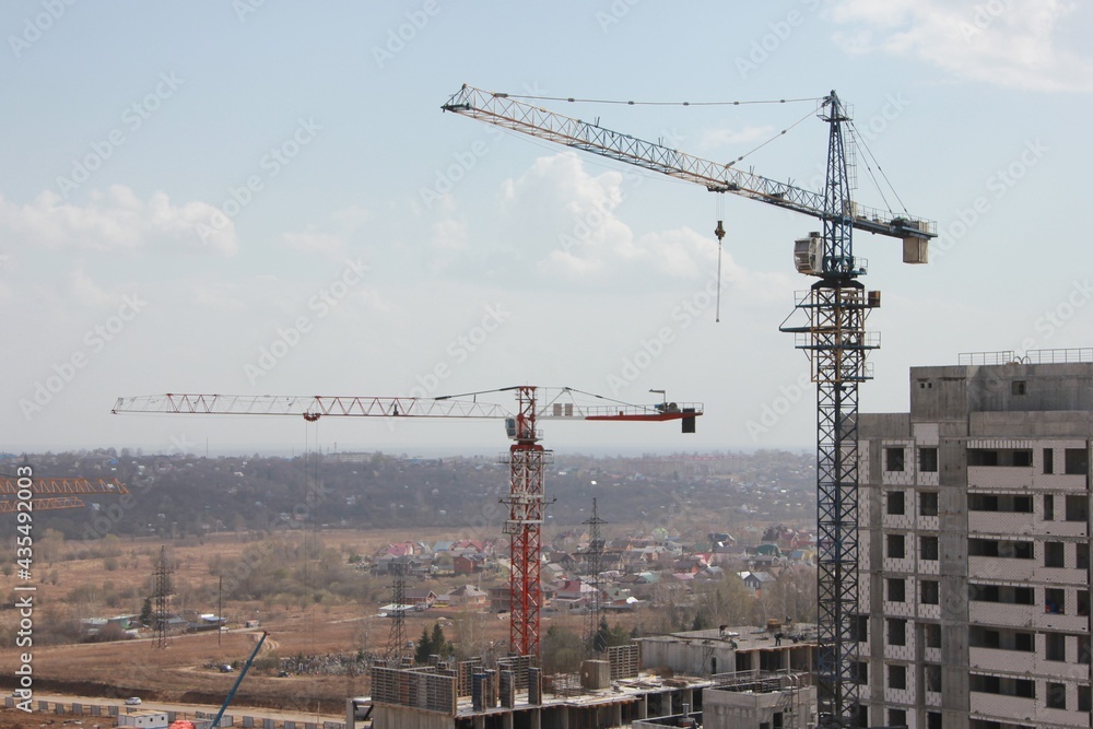 View of the construction site on the outskirts of the city