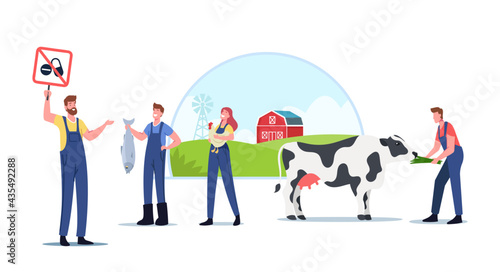 Eco Farming and Sustainable Organic Agriculture. Farmers for Animal Husbandry Free from Antibiotics or Hormones