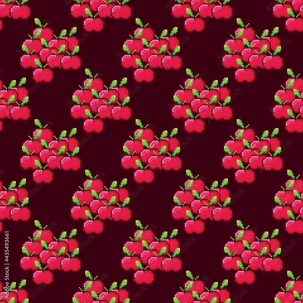 Apples pixel art pattern. Pattern pixel art. Pattern fruit. Pixel apple Seamless Pattern, background. Apples pixel art pattern. Pattern pixel art. Pattern fruit. Pixel apple Seamless Pattern, background.