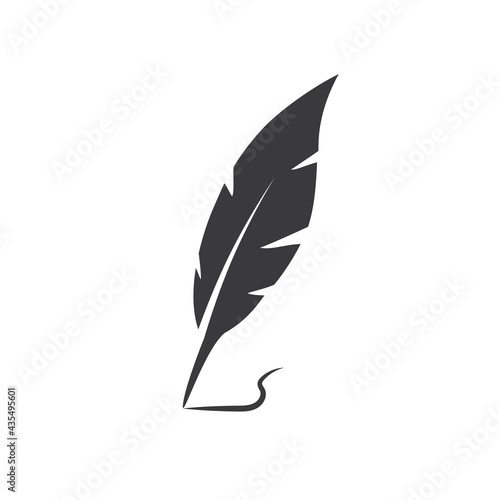 Quill feather pen signature, icon, vector.