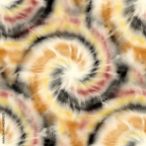 Seamless spiral tie dye pattern for surface design print. High quality illustration. Funky psychedelic pastel swirl. Artistic vibrant faded and creased ink or dye in fabric. Faux digitally designed. photo