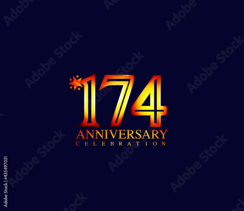 Bright Color Star Design Shape element, 174 Year Anniversary, Invitations, Party Events, Company Based, Banners, Posters, Card Material