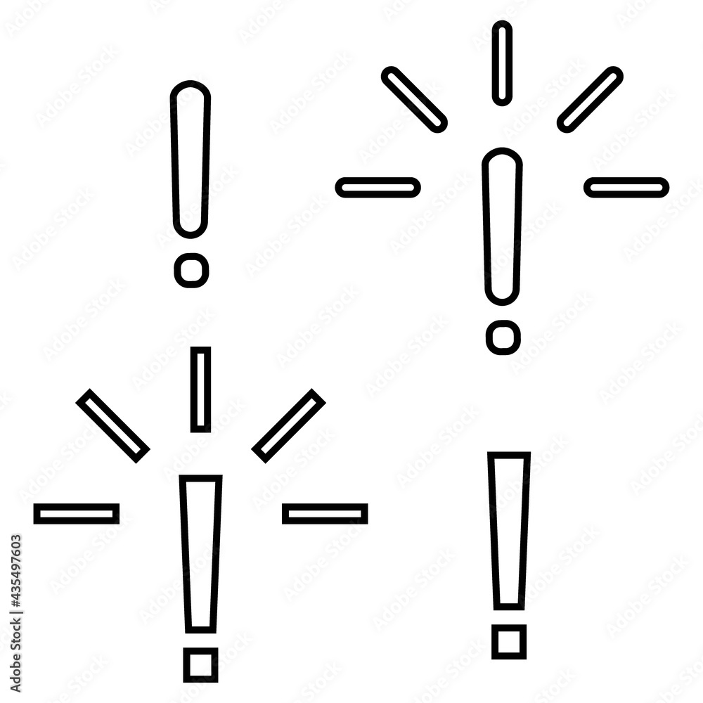A set of four exclamation mark icons. Vector illustration. A set of four exclamation mark icons. Vector illustration.