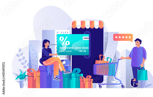 Shop loyalty program concept in flat design