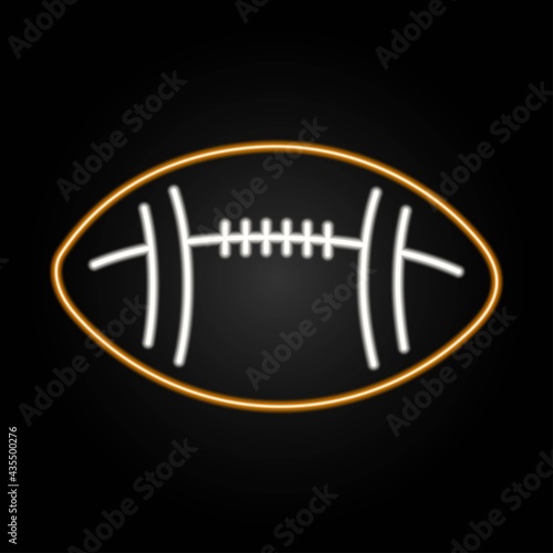 American football ball neon sign, modern glowing banner design, colorful trend of modern design on black background. Vector illustration.
