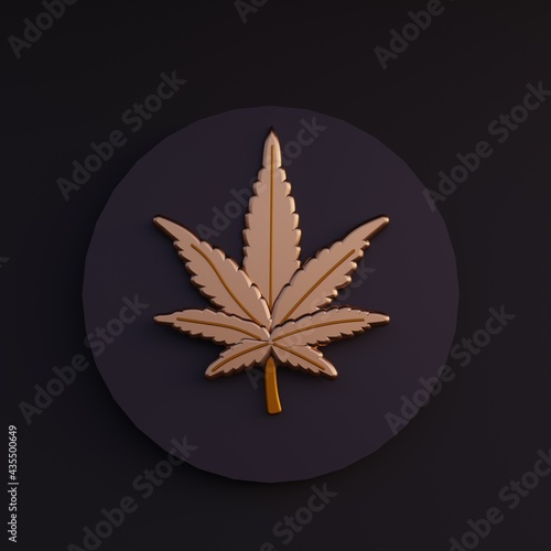 Cartoon 3d leaf of cannabis render illustration