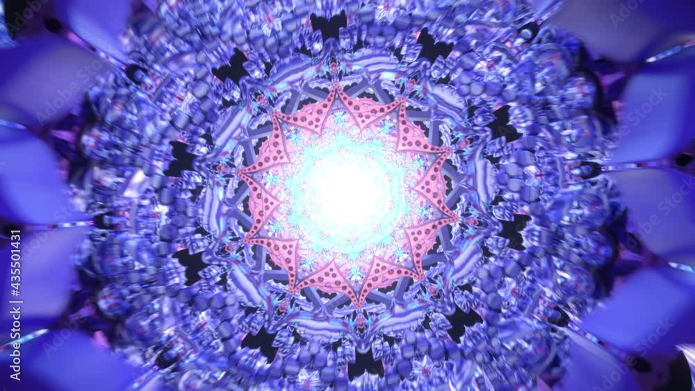 Mandala psychedelic 3D seamless vj loop trippy trance tunnel with bright colors
