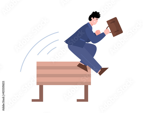 Race of leadership and business rivalry, cartoon vector illustration isolated.