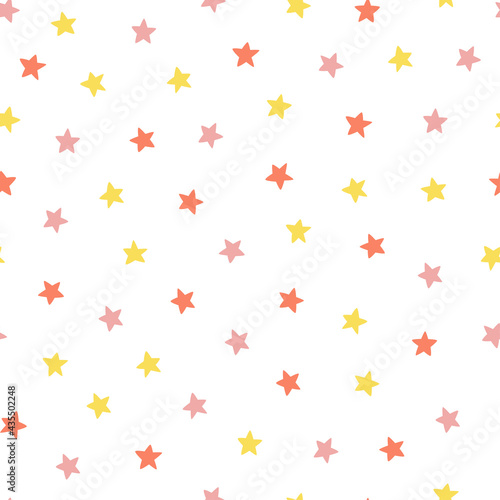 Seamless pattern with five-pointed stars on a white background.
