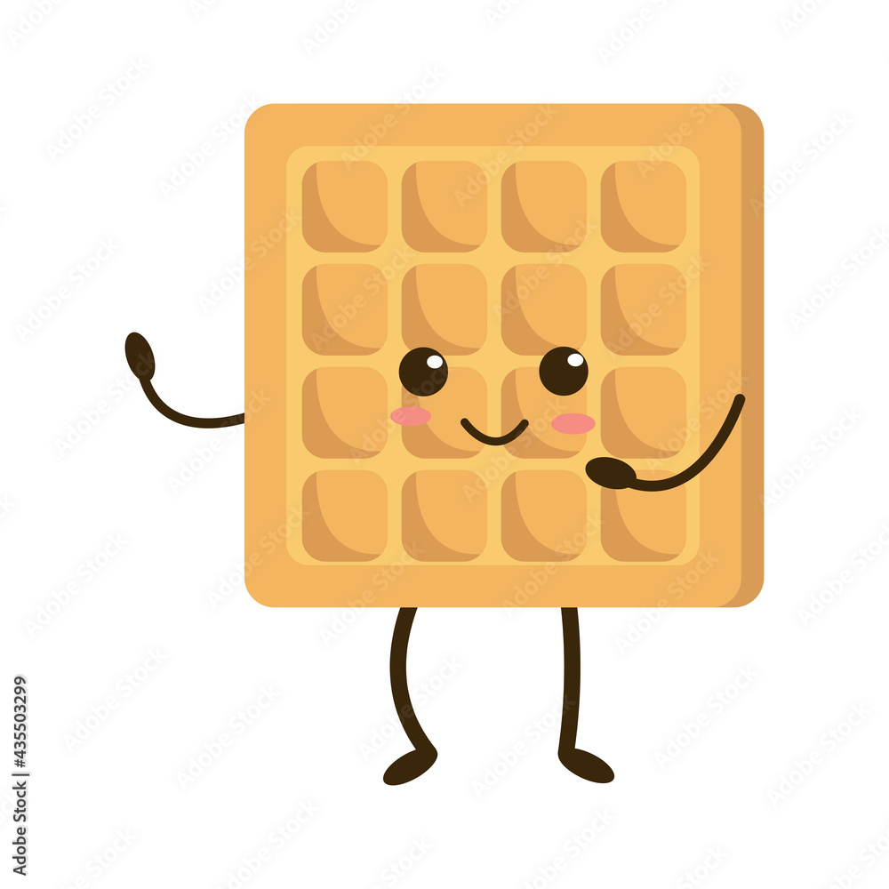 Cute pastry characters in trendy Kawaii style. Choco waffle, cookie. Happy baked foods. Banner, card, poster design for bakery and cafe. Cute pastry characters in trendy Kawaii style. Choco waffle, cookie. Happy baked foods. Banner, card, poster design for bakery and cafe.