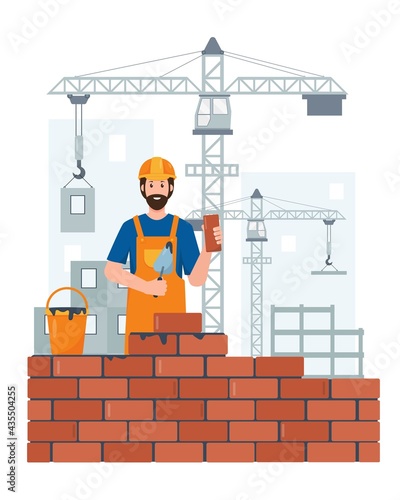 Builder or Worker character on construction site.