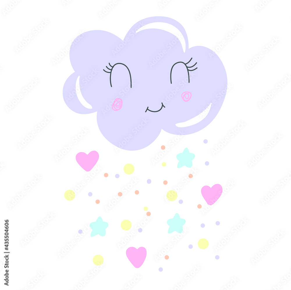 Cute baby cloud with hearts