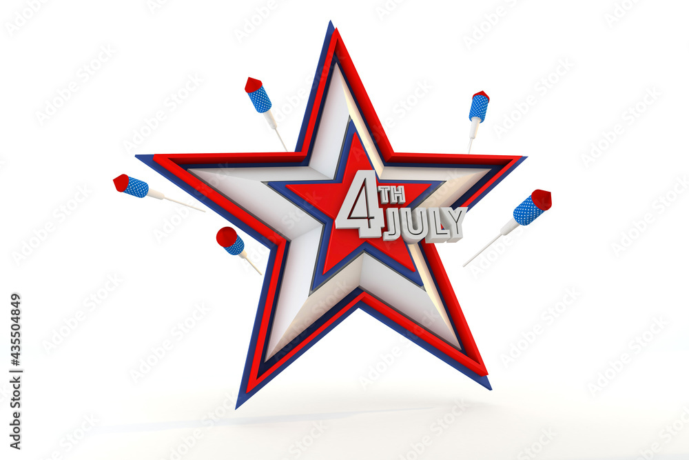 4th july star independence day isolated 3D render 4th july star independence day isolated 3D render