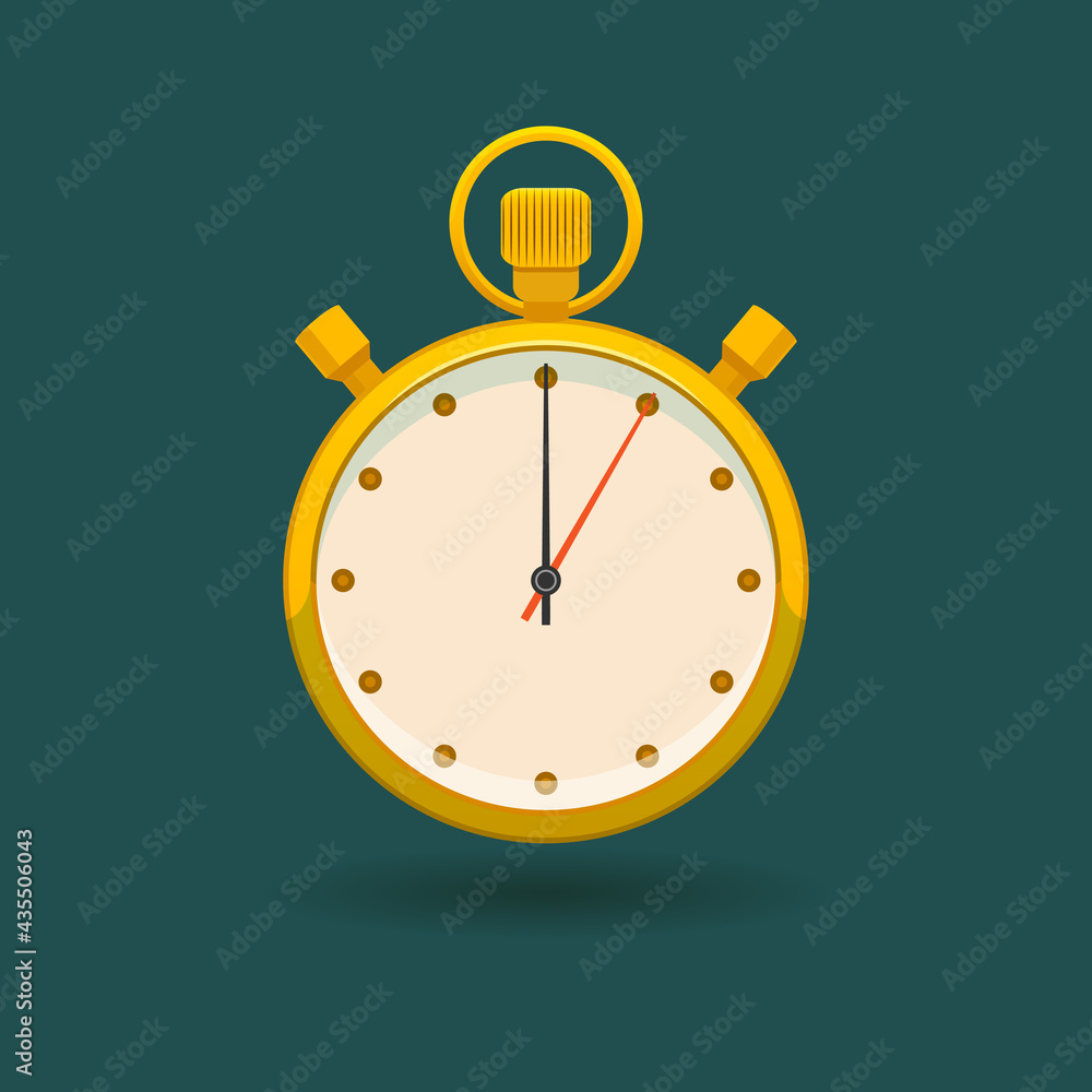 Vector yellow timer icon. Stopwatch on green background. Vector yellow timer icon. Stopwatch on green background.