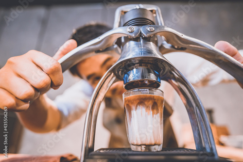 professional barista making...