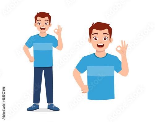 young good looking man shows ok gesture