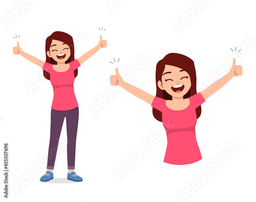 young good looking woman doing thumb up pose