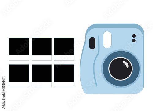 Memories photo concept. Instant camera with photos and stars