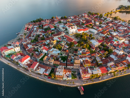 aerial view of Flores Island, Peten, Guatemala