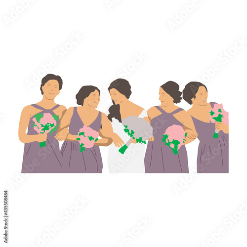 Group of bridesmaids illustration cartoon design