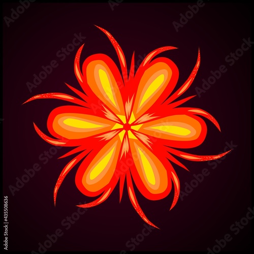 abstract red flower patern on black background