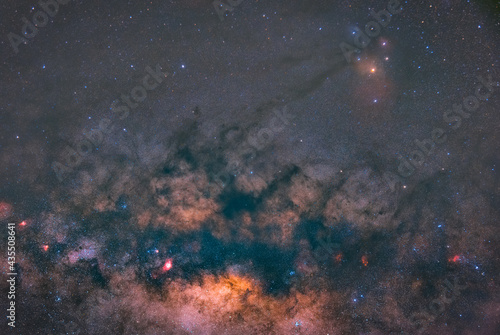 milky way and star on dark background.with grain